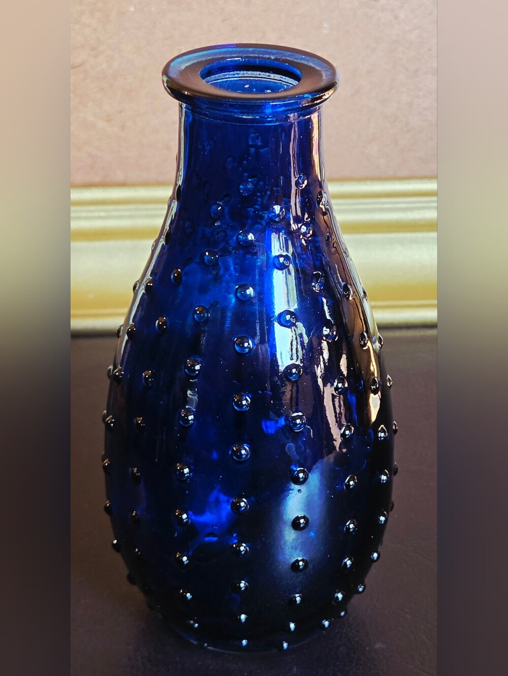 Cobalt Blue Textured Hobnail Glass Vase - Home Accents